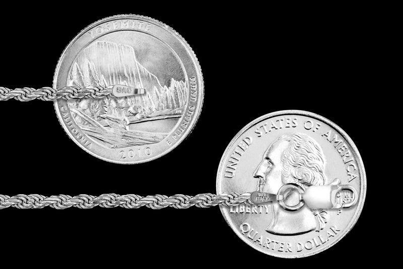 Sac Silver Sterling Silver Diamond-Cut Rope Chain 2.5mm Solid 925 Italy New Necklace 16" - Image 2